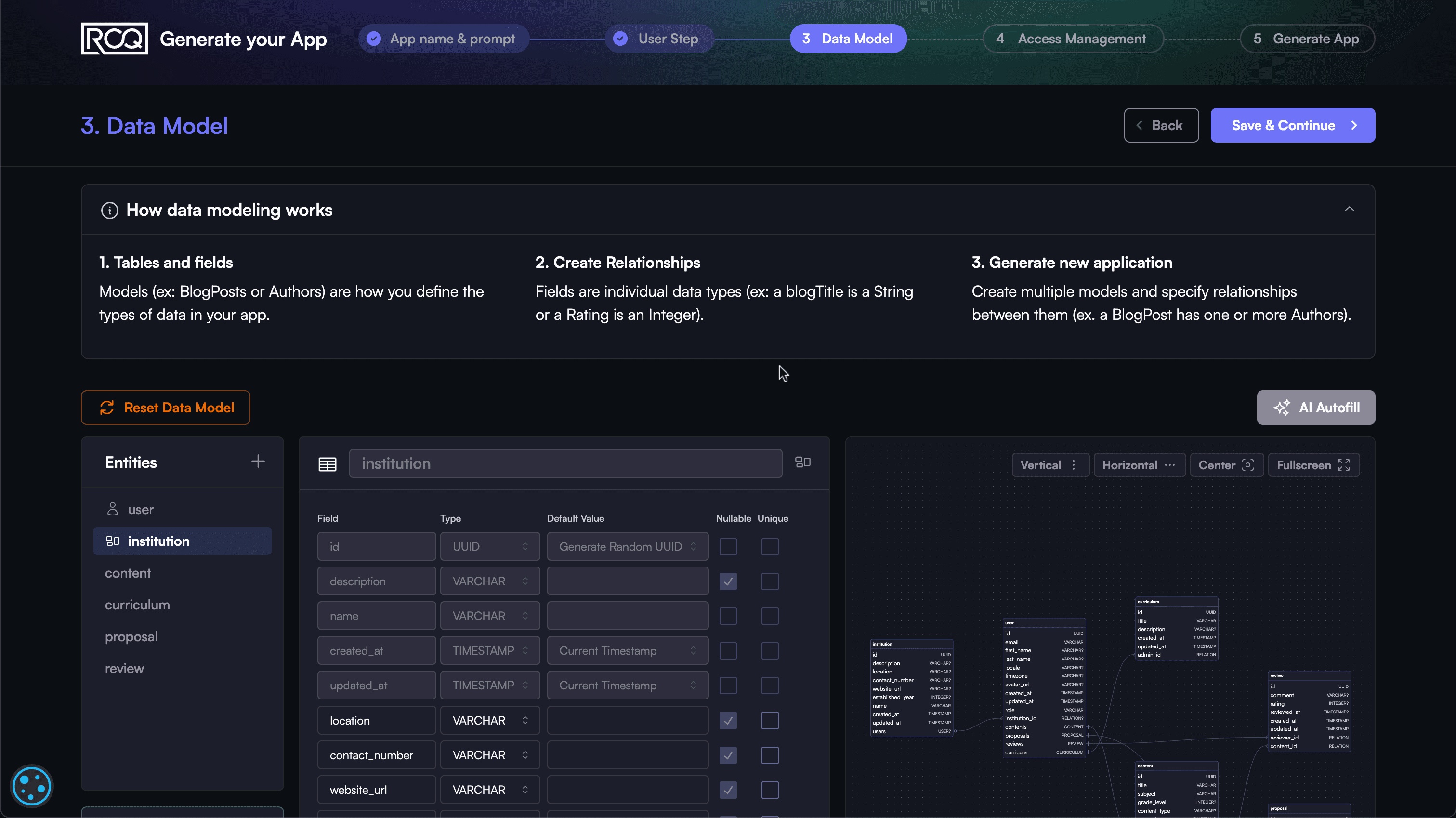 Schema editor