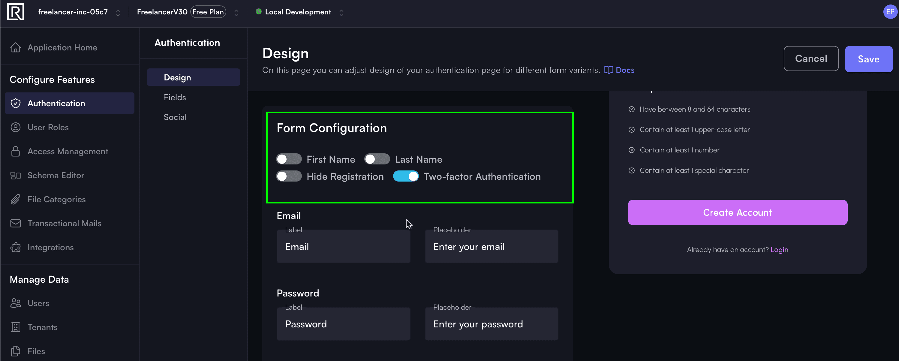 enable mfa on auth config